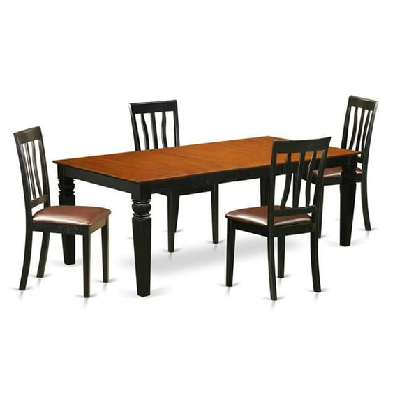 East West Furniture LGAN5-BCH-LC Dinette Set with One Logan Table & 4 Chairs, Black & Cherry - 5 Piece