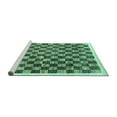 thumbnail image 2 of Ahgly Company Machine Washable Indoor Round Checkered Turquoise Blue Modern Area Rugs, 4' Round, 2 of 4