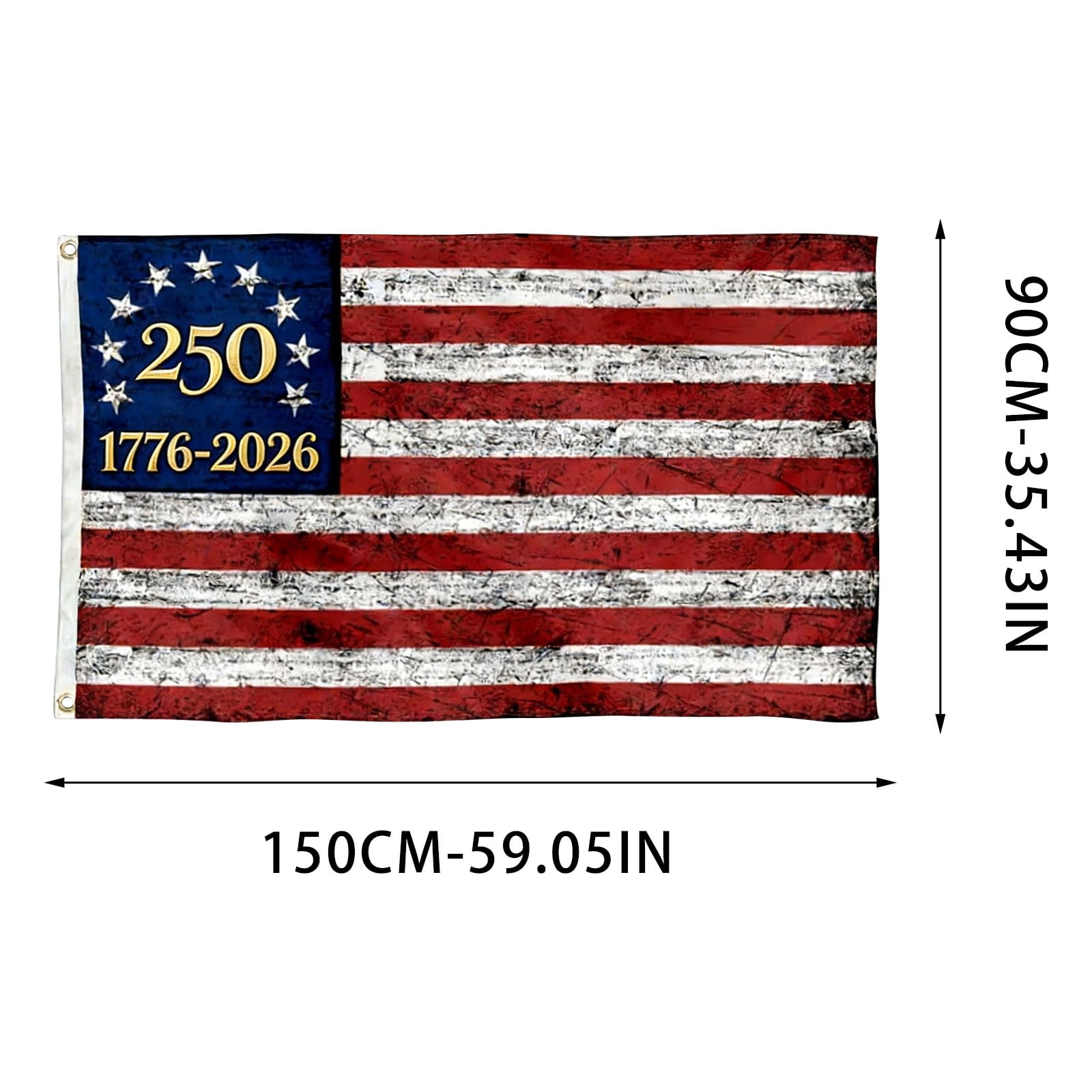 250th Anniversary Commemorative Flag, 3x5 Feet USA Patriotic Flag with Brass Grommets, Weather-Resistant Flag for Outdoor Use, Ideal for Parades, Historical Events, and Yard Displays