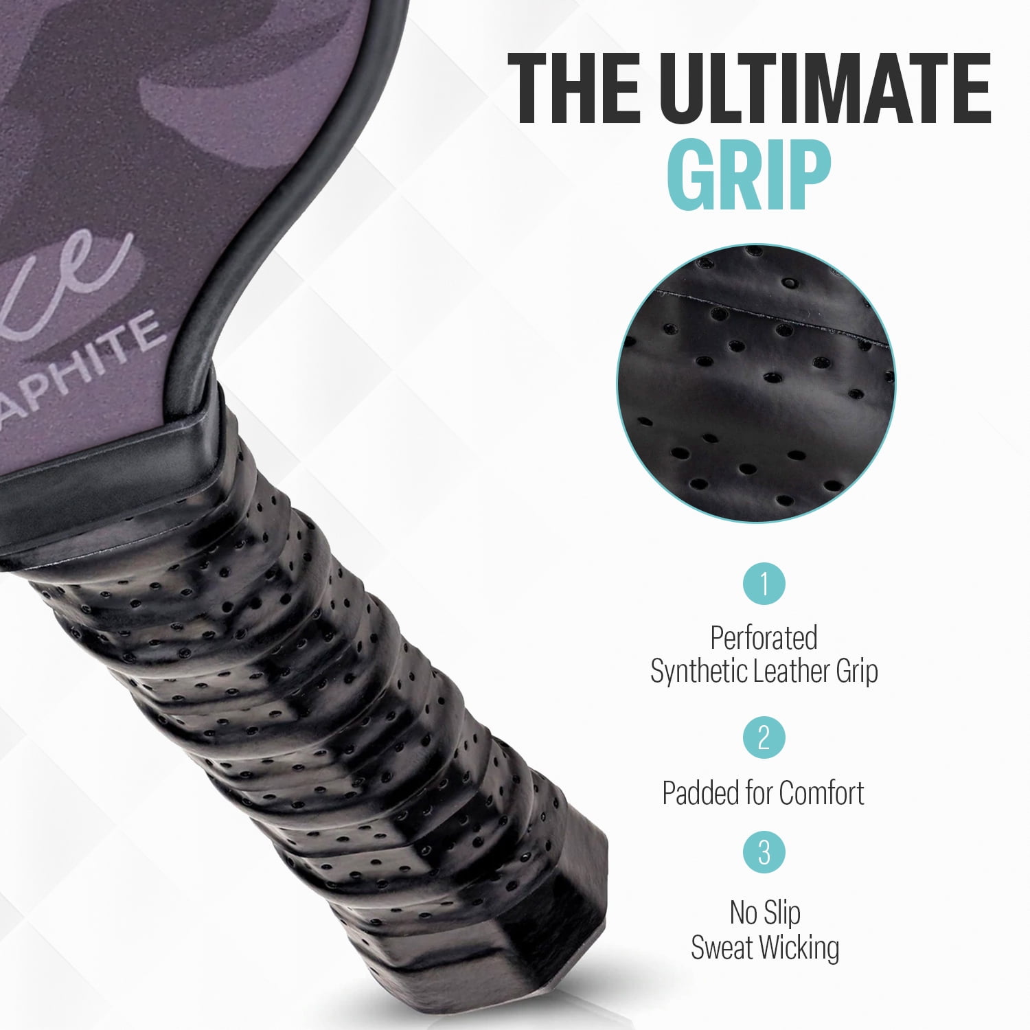 Palms-O-Aces New Luxe Lightweight Graphite Pickleball Paddle - Dark Camo - 7.8 oz