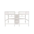 thumbnail image 5 of Double Loft Beds Twin&Twin Size, Modern Wooden Beds Frame with Middle Storage Staircase and Dual Built-in Desks, Storage Beds with Full-length Guardrails and Bookshelves, White, 5 of 7