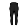 thumbnail image 4 of Plus Size Capri Leggings for Women Slim Fitted Yoga Pants Tummy Control Workout Solid Cropped Slacks Black 5XL, 4 of 6