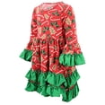thumbnail image 2 of Girls Candy Cane Cookie Pattern Flare Christmas Dress Outfit Clothes (10Y, Red), 2 of 5