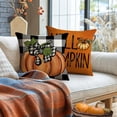 thumbnail image 3 of Fall Maple Leaf Pumpkin Throw Pillow Covers Thanksgiving Farmhouse Decorations Buffalo Plaid Outdoor Fall Decor Pillow Covers 18x18 Set of 4 Harvest Autumn Cushion Case for Sofa Couch, 3 of 6