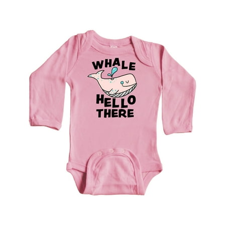 

Inktastic Cute Whale Hello There Gift Baby Boy or Baby Girl Long Sleeve Bodysuit