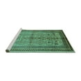 thumbnail image 2 of Ahgly Company Machine Washable Indoor Square Oriental Turquoise Blue Industrial Area Rugs, 8' Square, 2 of 4