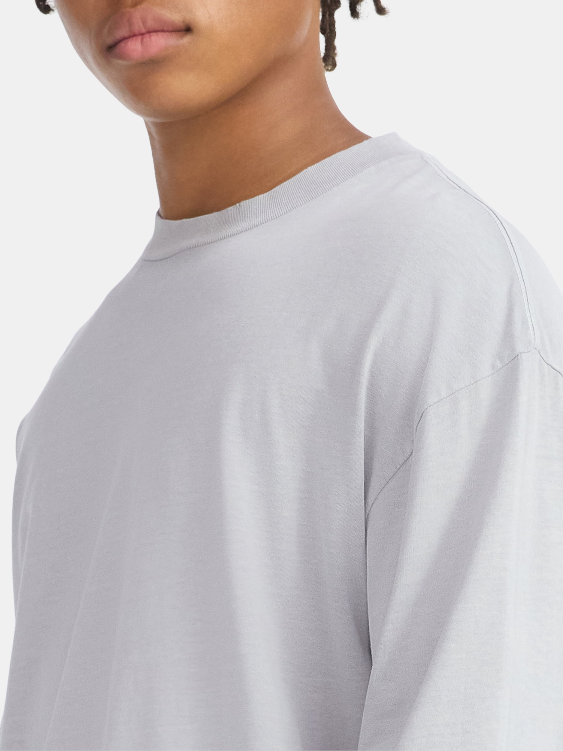 No Boundaries Cotton Oversized Tee with Long Sleeves, Men's & Big Men's