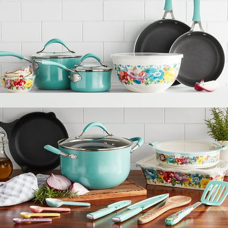 The Pioneer Woman Sweet Romance 30-Piece Nonstick Cookware Set ...