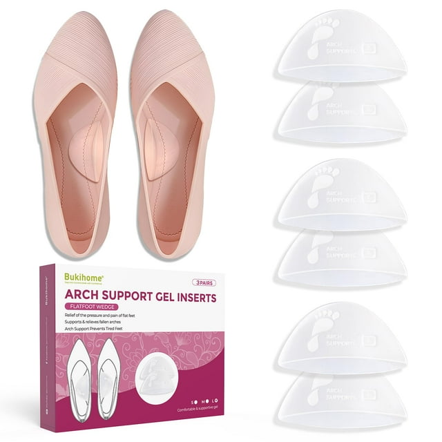 Arch Support Inserta 3 pares de almohadillas de gel Bukihome para fascitis plantar