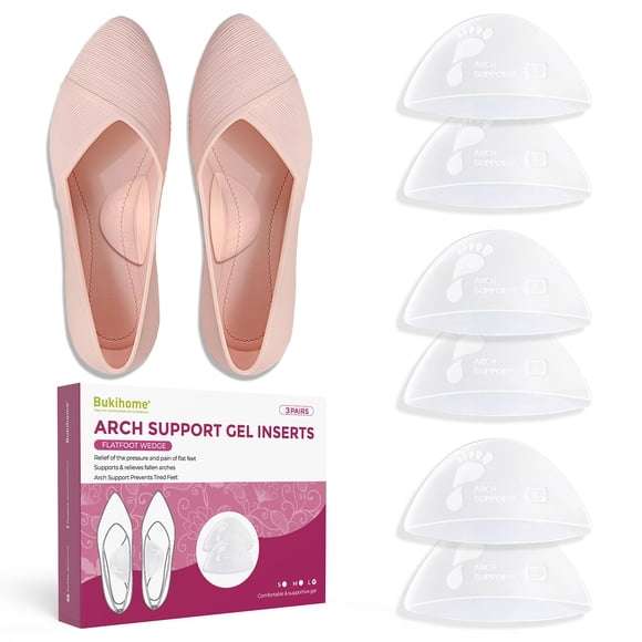 Arch Support Inserta 3 pares de almohadillas de gel Bukihome para fascitis plantar