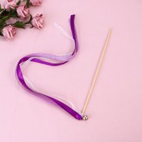 WHAMVOX 20Pcs Wedding Birthday Party Silk Lace Ribbon with Bells Streamers Wands Fairy Stick (Purple)