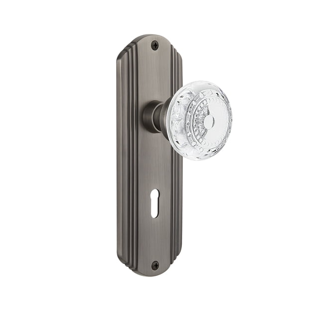 Nostalgic Warehouse 752485 Deco Plate, Backset Size: 2.375", Antique Pewter