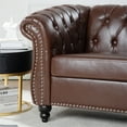 thumbnail image 7 of Chesterfield Sofa Leather,PU Leather Rolled Arm Chesterfield Single Sofa,Mid Century Upholstered Sofa Couch with Rolled Arms and Nailhead Trim Decoration for Living Room Bedroom Office,Dark Brown, 7 of 7