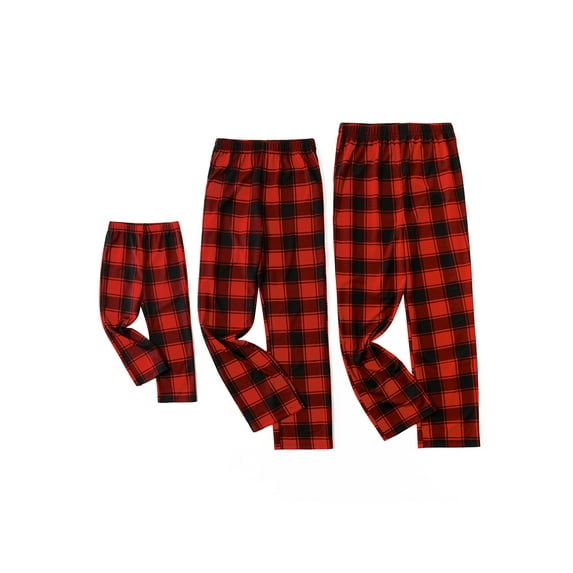 Frontwalk Family Plaid Pajamas Pants Women Men Casual Straight Leg Pants Christmas Sleepwear Elastic Waist Pj Bottoms Red Dad XL