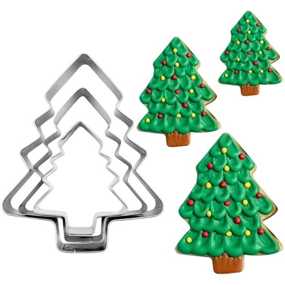 3PCS Christmas Tree Cookie Cutters - 3PCS Stainless Steel Christmas Cookie Cutter Set for Holiday Festive
