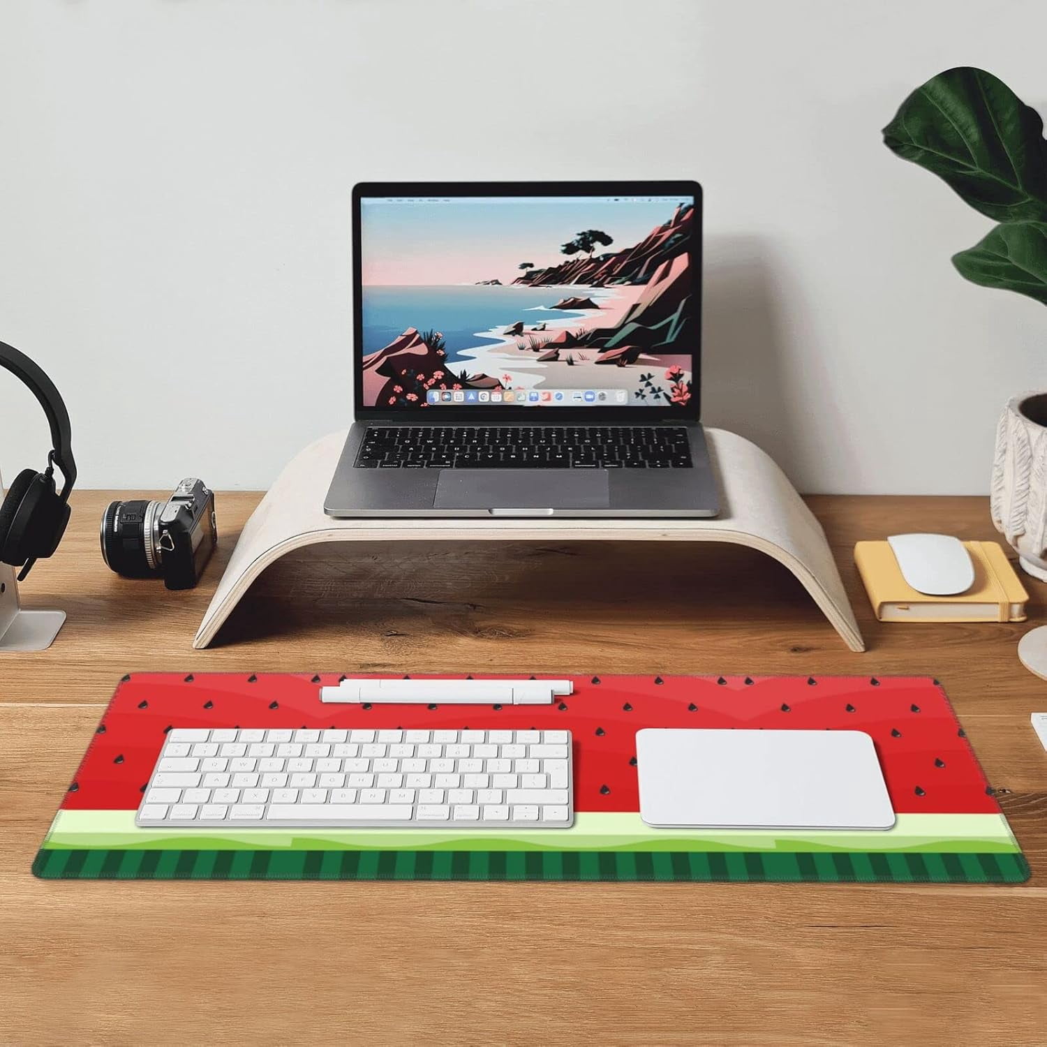 Watermelon Black Seeds Large Keyboard Rubber Writing Table Mat 31.5X 11.8 inch NonSlip Large Desk Mat Ideal for Office and Home