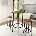 thumbnail image 2 of Cvortll 3 Piece Pub Dining Set, Modern Round bar Table and Stools for 2 Kitchen Counter Height Wood Top Bistro Easy Assemble for Breakfast Nook Living Room Small Space Restaurant, Rustic Brown, 2 of 7