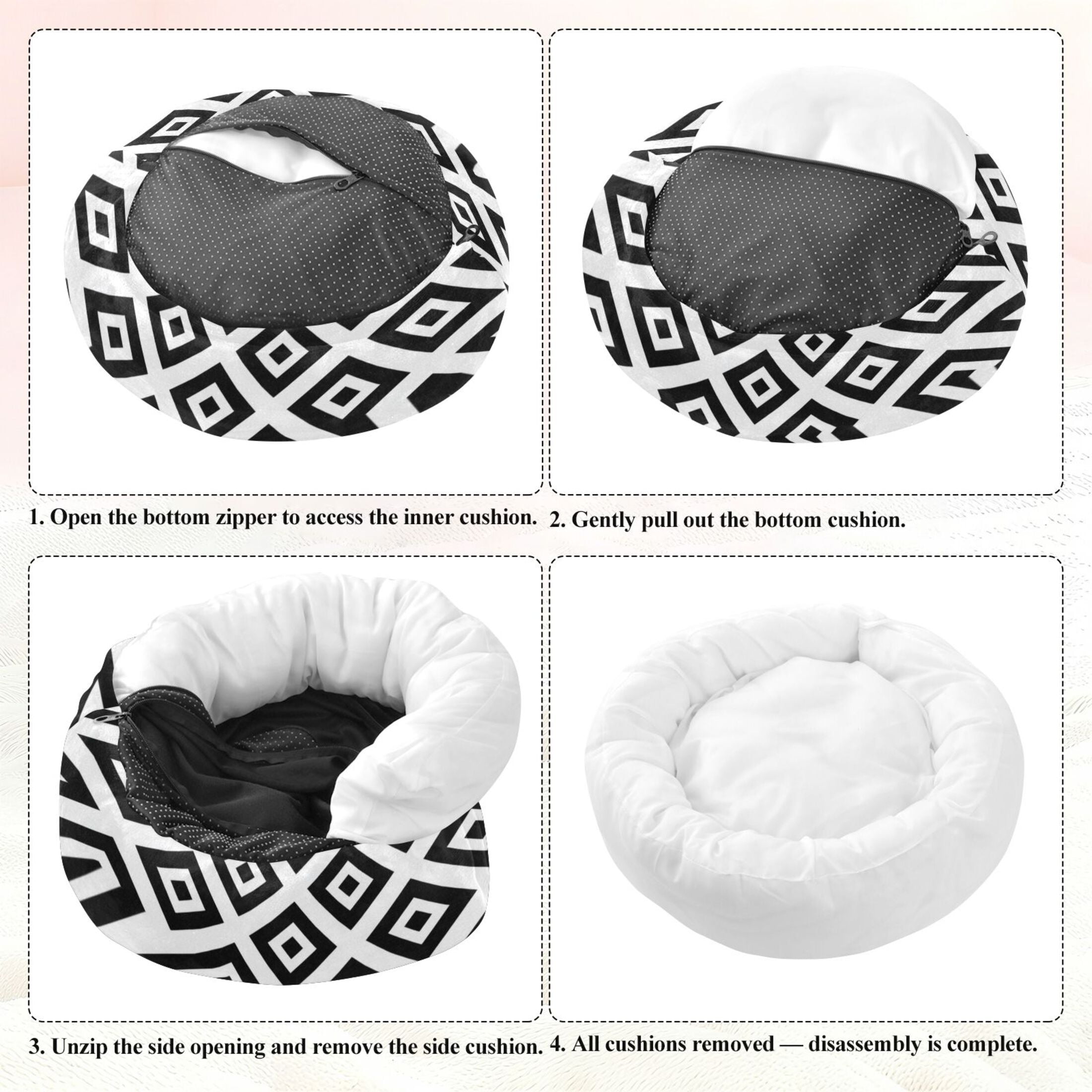 Iauyy Pet Couch Donut Cat Bed for Indoor Cats/Small Dogs Washable & Machine with Non-slip Bottom Calming Cat Furniture, Square Painted in Uniform Colors (XS)