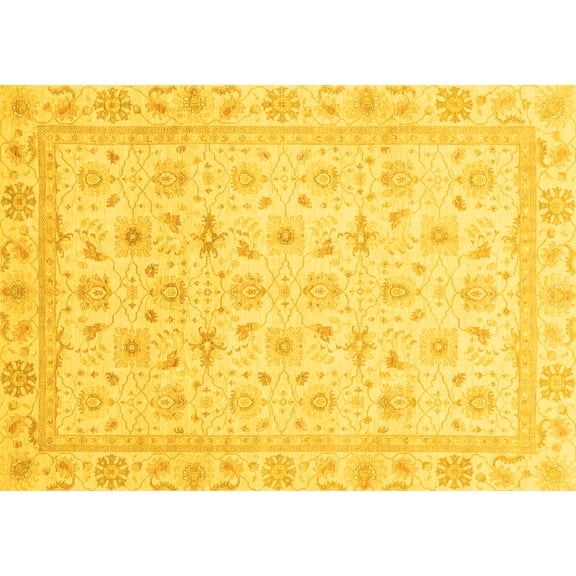Ahgly Company Indoor Rectangle Oriental Yellow Modern Area Rugs, 5' x 7'