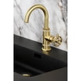 thumbnail image 3 of Kingston Brass KSD2217RKZ Wendell One-Handle 1-Hole Bathroom Faucet with Knurled Handle, Deck Plate, and Push Pop-Up Drain in Brushed Brass, 3 of 7
