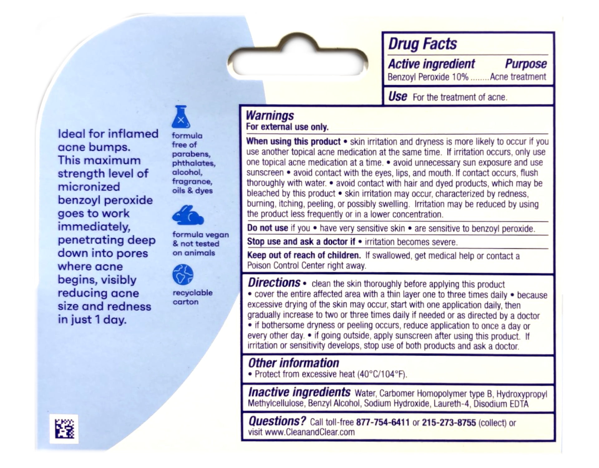 Clean & Clear Persa-Gel 10 Acne Gel, 10% Benzoyl Peroxide, 1 fl. oz - 2 Pack
