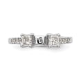 thumbnail image 4 of Solid 14K White Gold Three Stone Diamond Side-Stones with CZ Cubic Zirconia Peg Set Center Stone Engagement Ring Size 7.5, 4 of 8
