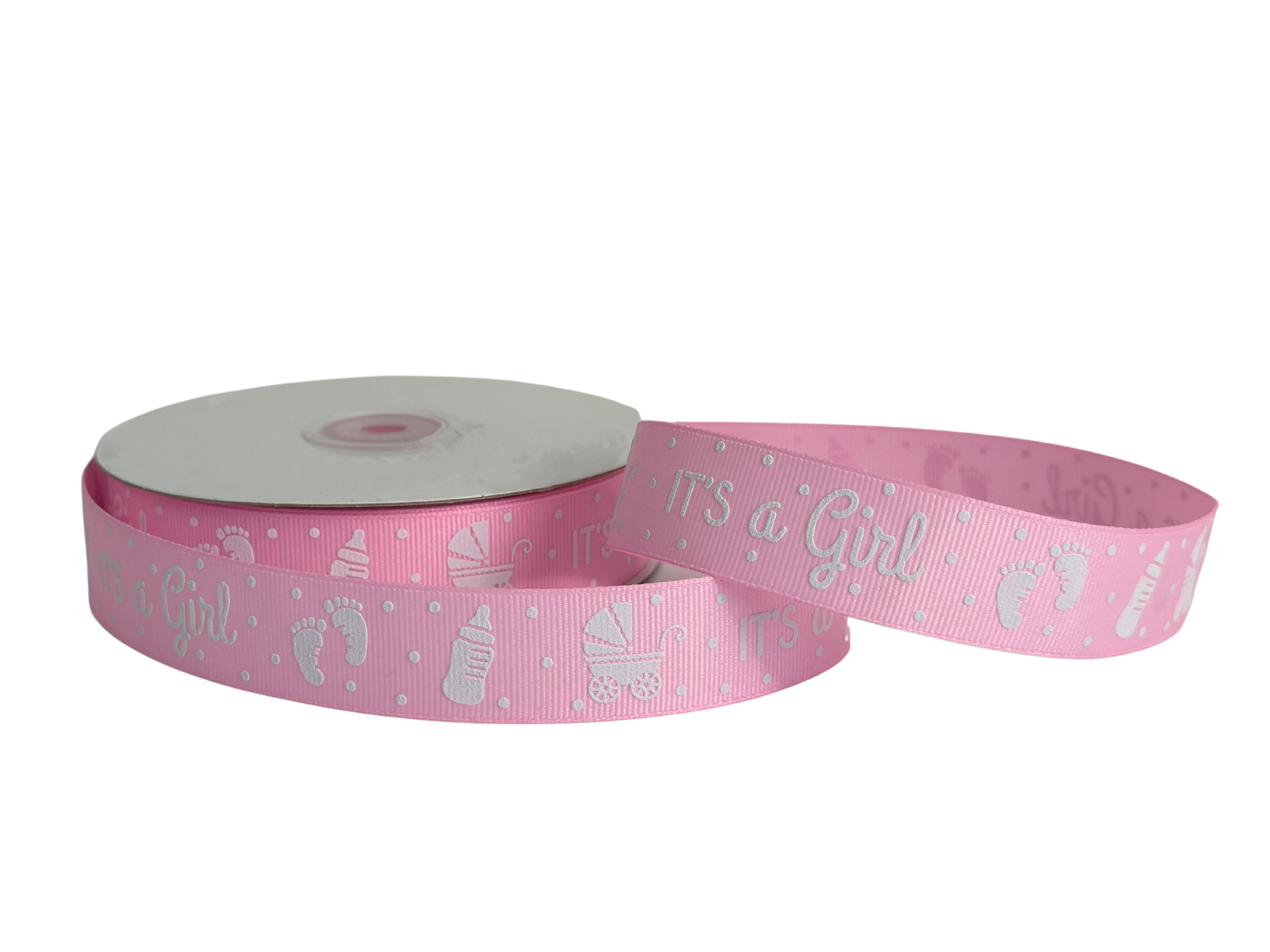 Baby Girl Gender Reveal Ribbon - 7/8 x 25 Yards, Pink Grosgrain Ribbon,  Baby Shower, It's a Girl, Polka Dots, Baby Banner