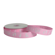 Baby Girl Gender Reveal Ribbon - 7/8" x 25 Yards, Pink Grosgrain Ribbon, Baby Shower, It's a Girl, Polka Dots, Baby Banner