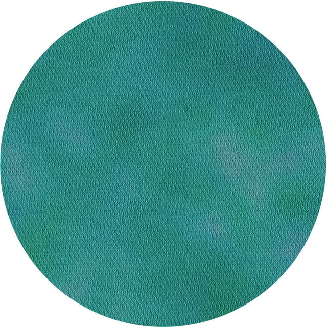 Ahgly Company Machine Washable Indoor Round Transitional Dark Cyan Green Area Rugs, 5' Round