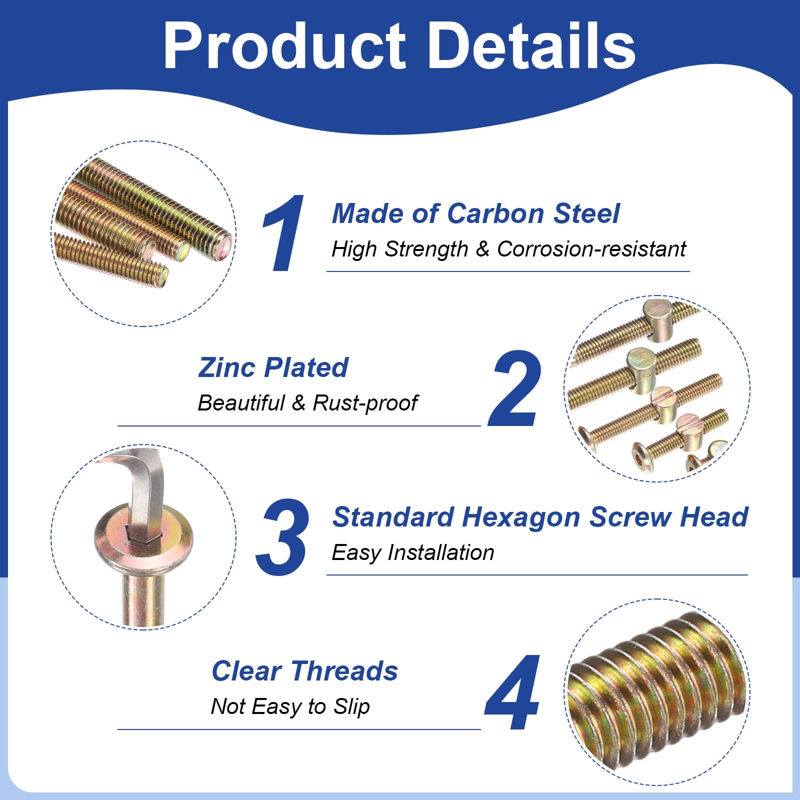 10 Pack M8x70mm Hex Socket Head Screws Bolt with Barrel Nuts & M5 Wrench
