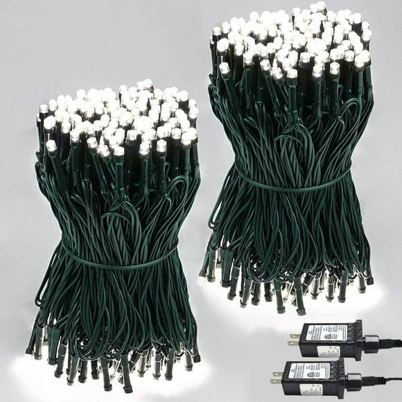 Guirnalda de luces navideñas SANJICHA, paquete de 2, 20 m, 200 LED, color blanco frío