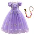 thumbnail image 1 of Disney disfraz de princesa Rapunzel para niños, traje enredado de encaje sin hombros, sofía, navidad y Halloween, JYF Fivean unisex, 1 of 2