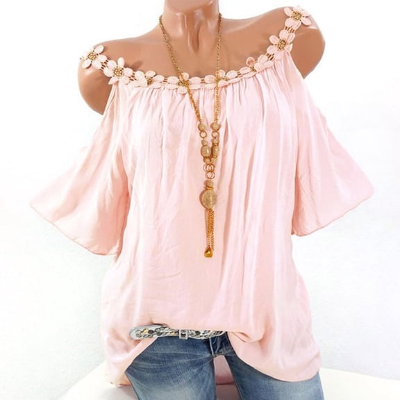 Juebong Blouses for Womens Floral Boho Summer Tops Loose Plus Size Floral Print Tunic T-Shirt Tee S-5XL, Short Sleeve V-Neck Basic Top Shirt