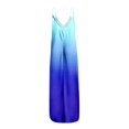 thumbnail image 5 of B91xZ Femmes Summer Robe Sans Manches Casual Flutter Sans Manches Cou Smocked Taille Élastique à Plusieurs Niveaux Robe Midi, Bleu L, 5 of 5
