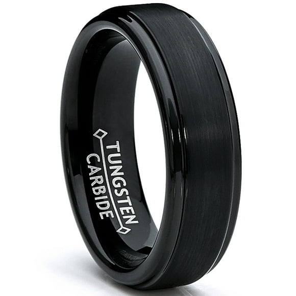 6MM Black High Polish / Matte Finish Men's Tungsten Ring Wedding Band