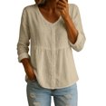 thumbnail image 1 of Eres Más Que una Camisa de Puntuación de Prueba Casual Quarter Sleeve V-Neck Top de Color Sólido para Mujeres, Haz Que Tu Propia Camisa de Moda Se Ajuste Suelto para el Uso Diario, 1 of 7