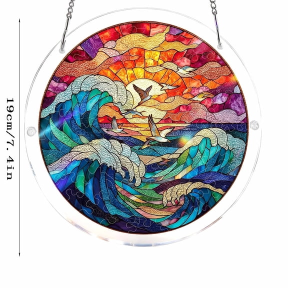 Acrylic Puzzle Suncatcher, Sun Catcher Puzzle 83 Pieces, Stained Glass Window Hanging Suncatcher, DIY Home Decor Gift for Women Men Mom (7.4 inch)