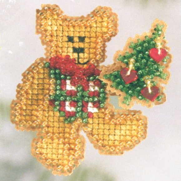 Teddy's Tree Beaded Counted Cross Stitch Kit Mill Hill 2006 Winter Holiday MH18-6301
