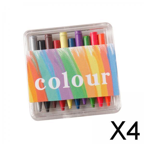 4x Lápices de Cera en Miniatura para Niños, Crayón para Jugar en Casa con Caja Acrílica, Decoración de Papelería para El Hogar, Escritorio, Regalos de 4 piezas