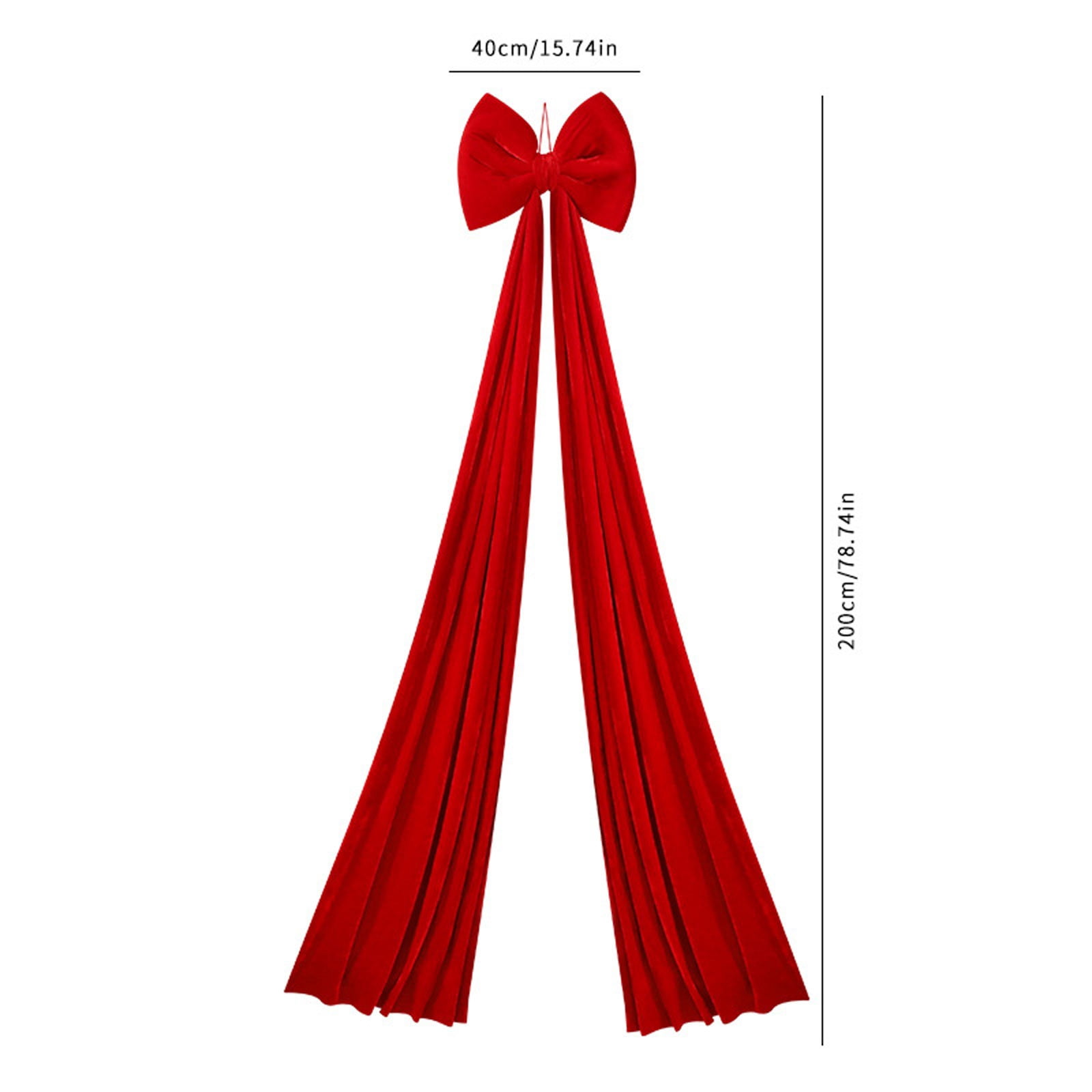 78.74x15.74 Inch Giant Red Velvet Christmas Bow, Extra Large Vintage Style Bow for Tree Topper and Wreath Decor, Outdoor Indoor Holiday Party Supplies (1PC-Red)