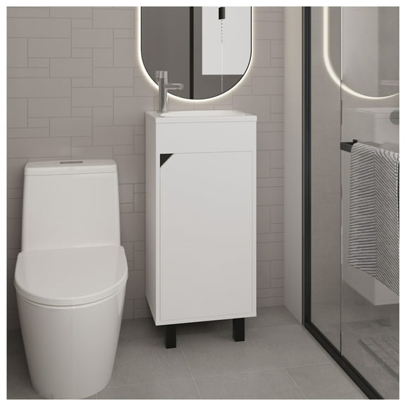 Bathroom Vanity with Sink, 1 Door, 4 Legs