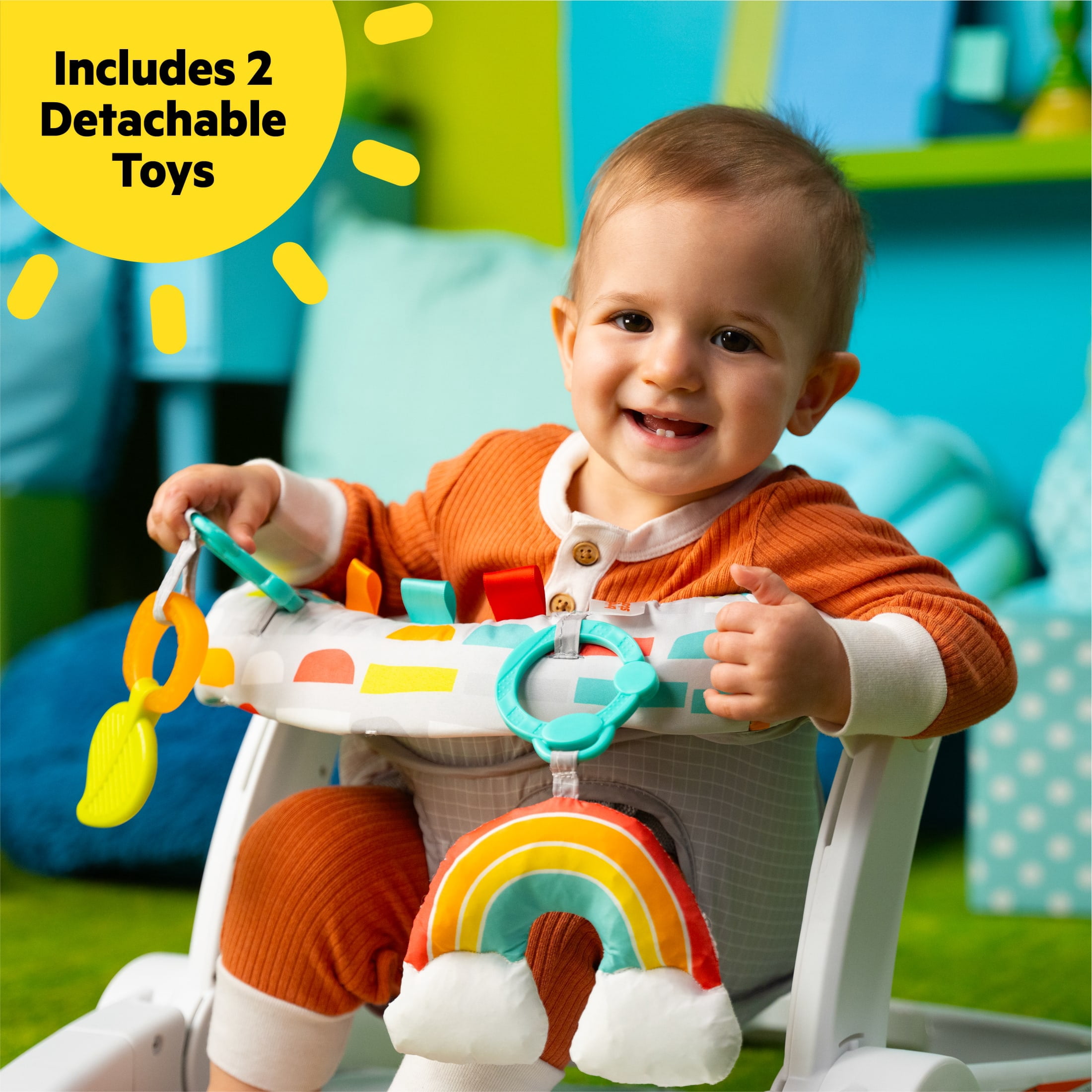 Bright Starts Learn-to-Sit 2-Position Floor Seat - Playful Paradise, Unisex, Infant