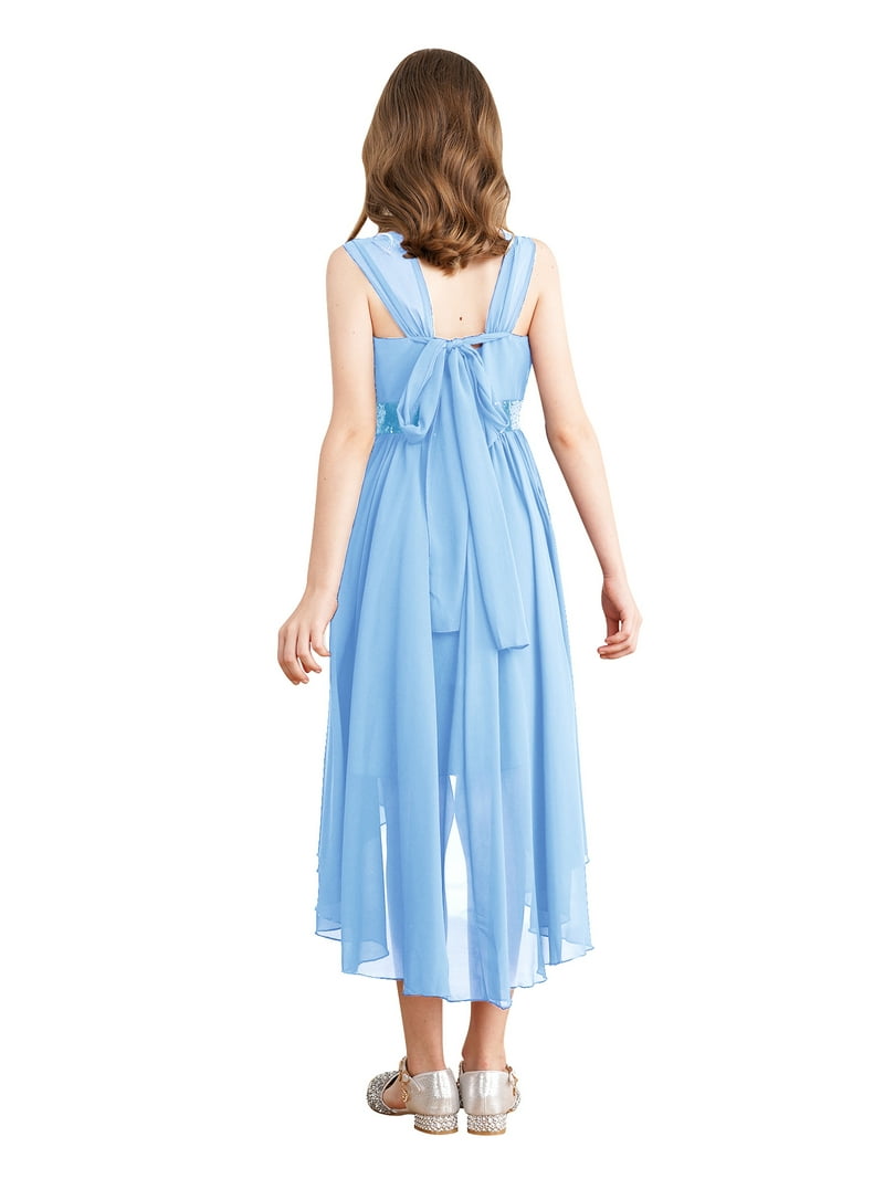 yunn⭐︎kids Yartina Flower Girl High Low Dress Kids Sleeveless Sparkly Sequins