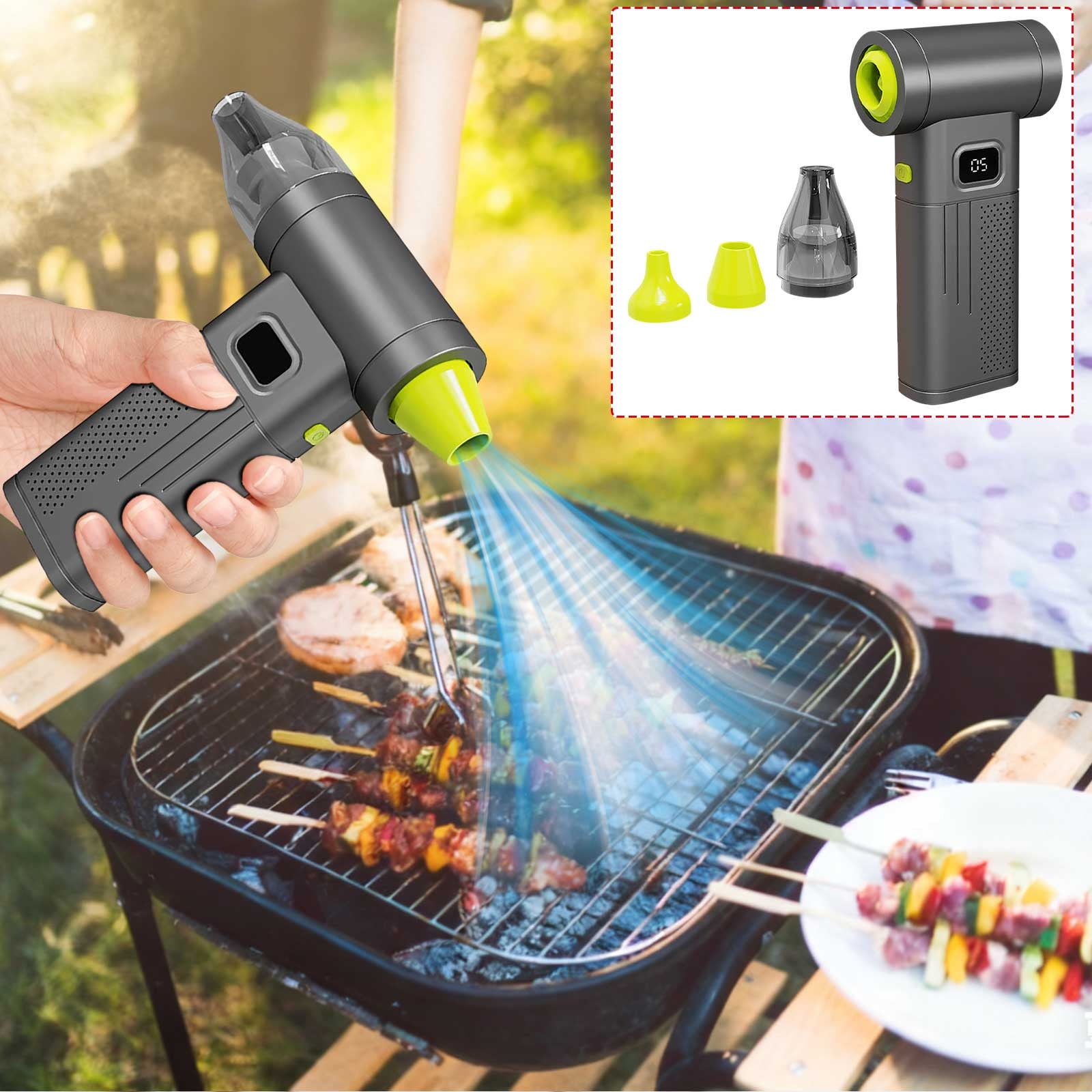 COM1950s Portable Handheld Turbo Fan, High Speed Blower for Car Cleaning, Camping Air Duster, USB Rechargeable Battery Powered Mini Air Blaster for Dusting, Drying, Outdoor Use