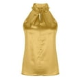 thumbnail image 4 of Women's Silk Satin Tops - Elegant Front Sleeveless Satin Blouse Keyhole Back Tank Top for Parties and Casual Wear, 4 of 5