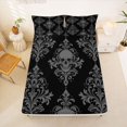 thumbnail image 5 of Homewish Vintage Damask Skull Bed Sheets,Gothic Halloween Full Size Sheets,Black Gray,4pcs,1 Flat Sheet, 1 Fitted Sheet and 2 Pillowcases, 5 of 6