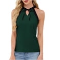 thumbnail image 2 of Women's Tops and Blouses Summer Solid Color Halter Tee Shirts Leisure Loose Fit Sleeveless Standard Straps Summer Tops, 2 of 7