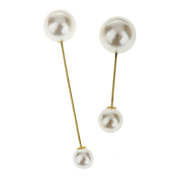 EHJRE Fashion White Faux Pearl Double Cuff Brooch Pin Corsage Women Men Accessory