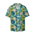 thumbnail image 4 of Salouo Tropical Floral Pattern Cuban Collar Shirts for Men Button-Down Shirt Men's Short Sleeve Shirts Hawaiian Shirts Casual Shirts -3X-Large, 4 of 6