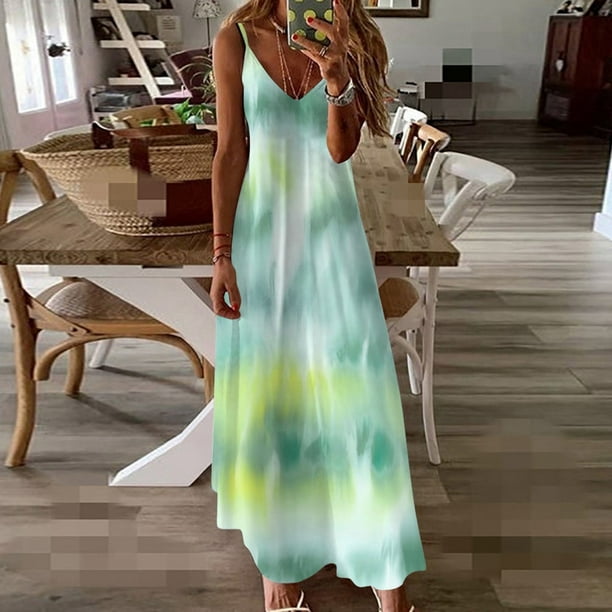 WILLBEST Vestidos Casuales para Mujer con Curvas Vestido Largo Informal de Verano sin Mangas con Estampado para Fiesta y Verano Extra Grande